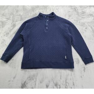 Eddie Bauer Sweater Mens L Blue Midweight Quarter Snap Mock Quilted Pullover